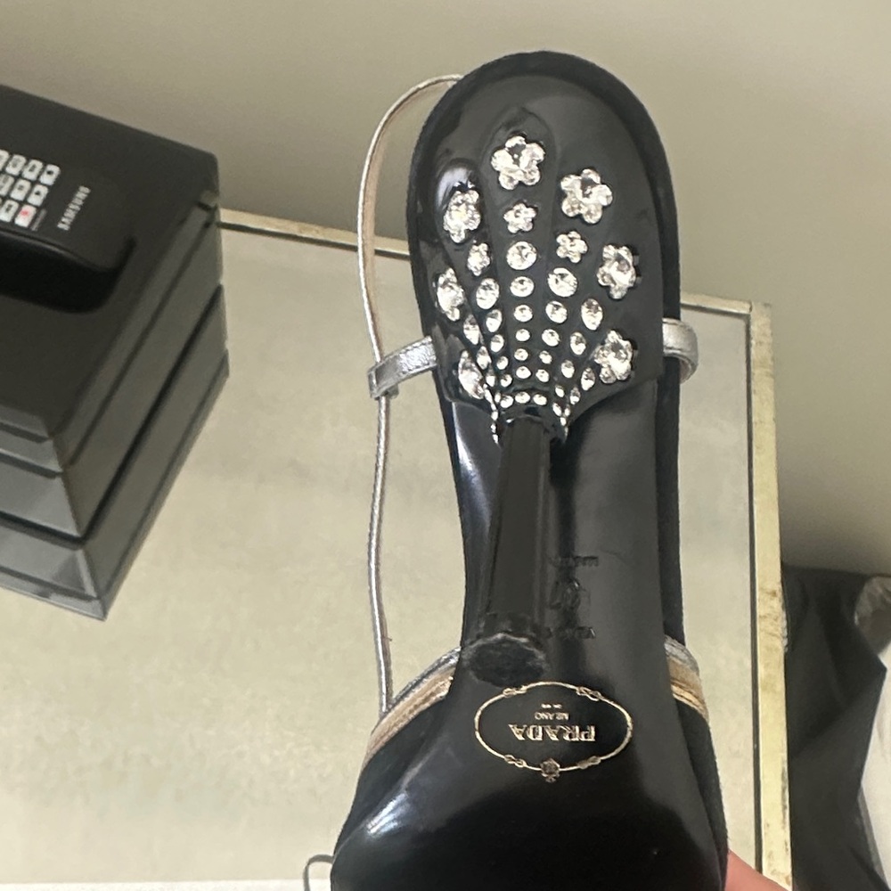 Prada Black and Gold Strappy Heels - Picture 6 of 8